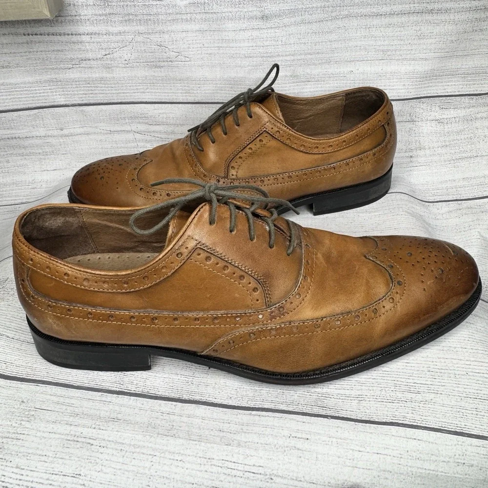 Johnston & Murphy Tyndall Flex System Wing Tip Oxford‎ Brown Mens 10.5M 20-3152